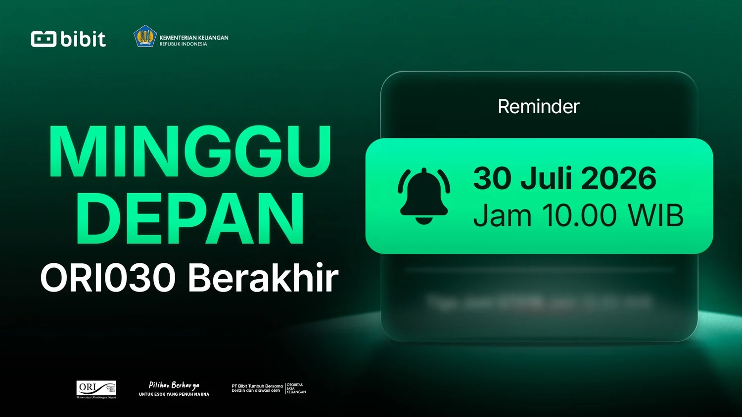 SBN ORI030 Berakhir Minggu Depan, Imbal Hasil Fixed Rate Anti Turun